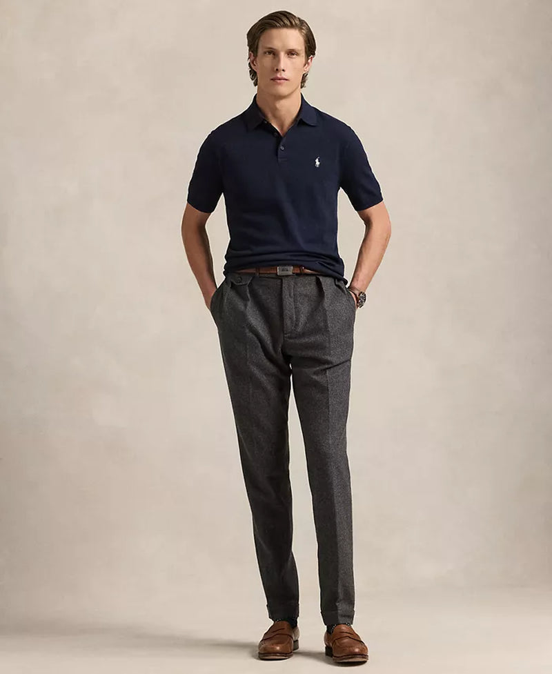 Men'S Cotton Polo-Collar Sweater