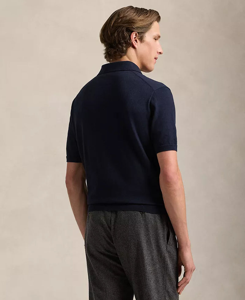 Men'S Cotton Polo-Collar Sweater