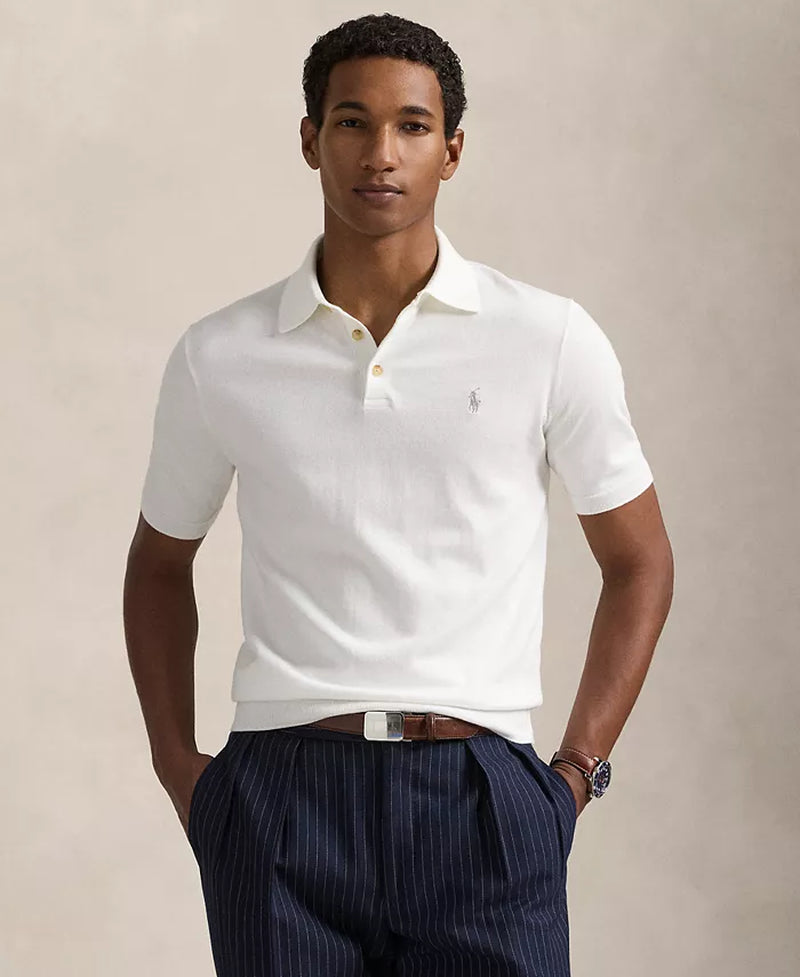 Men'S Cotton Polo-Collar Sweater