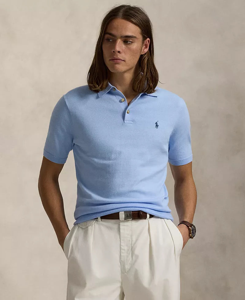 Men'S Cotton Polo-Collar Sweater