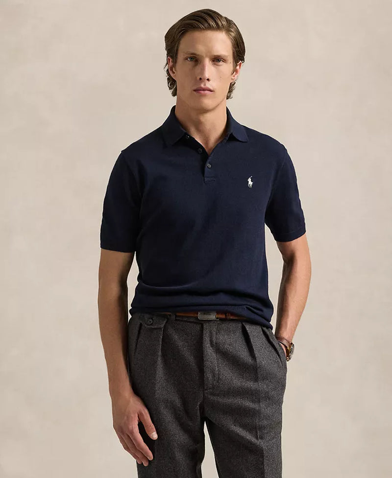 Men'S Cotton Polo-Collar Sweater